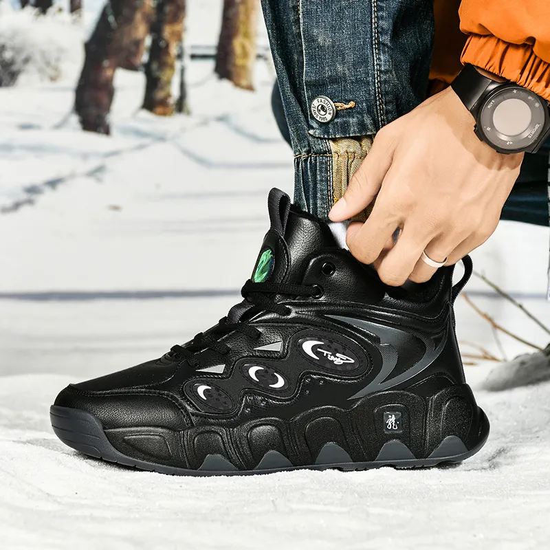 Black tailed Deer Thermal Cushioning Abrasion Resistant Slip Resistant High Top Basketball Shoes Men's-35