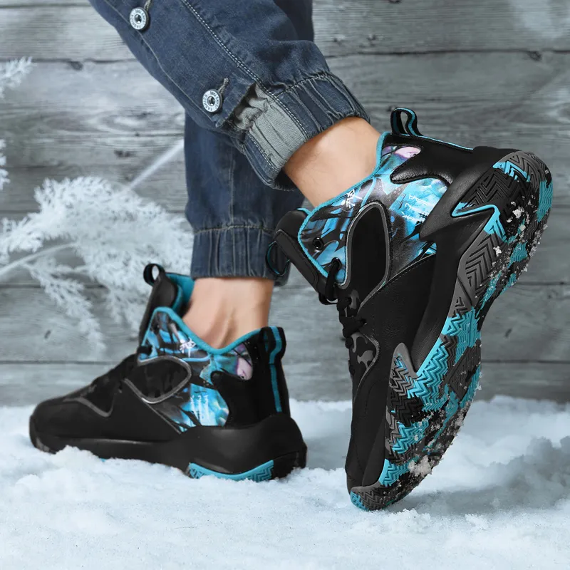 Black tailed Deer Thermal Cushioning Abrasion Resistant Slip Resistant High Top Basketball Shoes Unisex-34