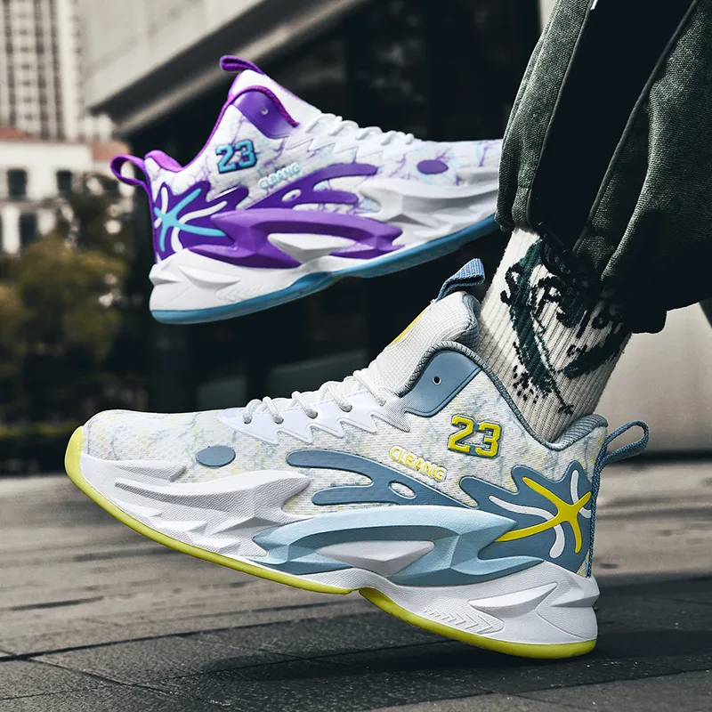 Black tailed Deer Cushioning Abrasion Resistant Breathable Mid Top Basketball Shoes Unisex-22