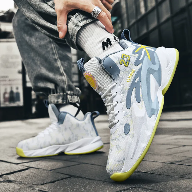 Black tailed Deer Cushioning Abrasion Resistant Breathable Mid Top Basketball Shoes Unisex-17