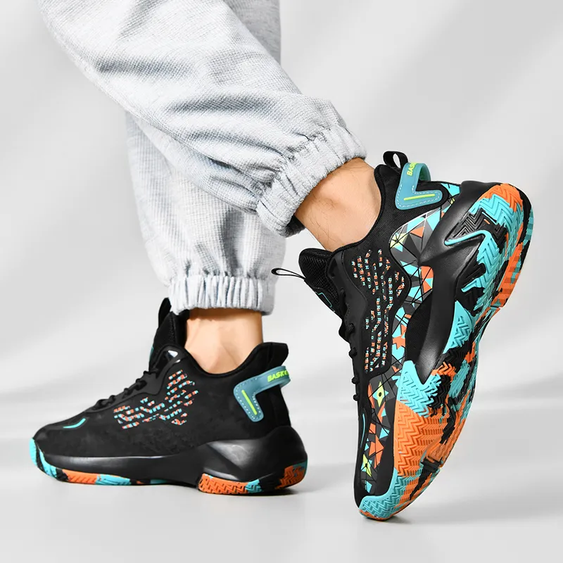 Black tailed Deer Shock Absorbers With Slip Resistant And Abrasion Resistant Properties Mid Top Basketball Shoes Men's-3
