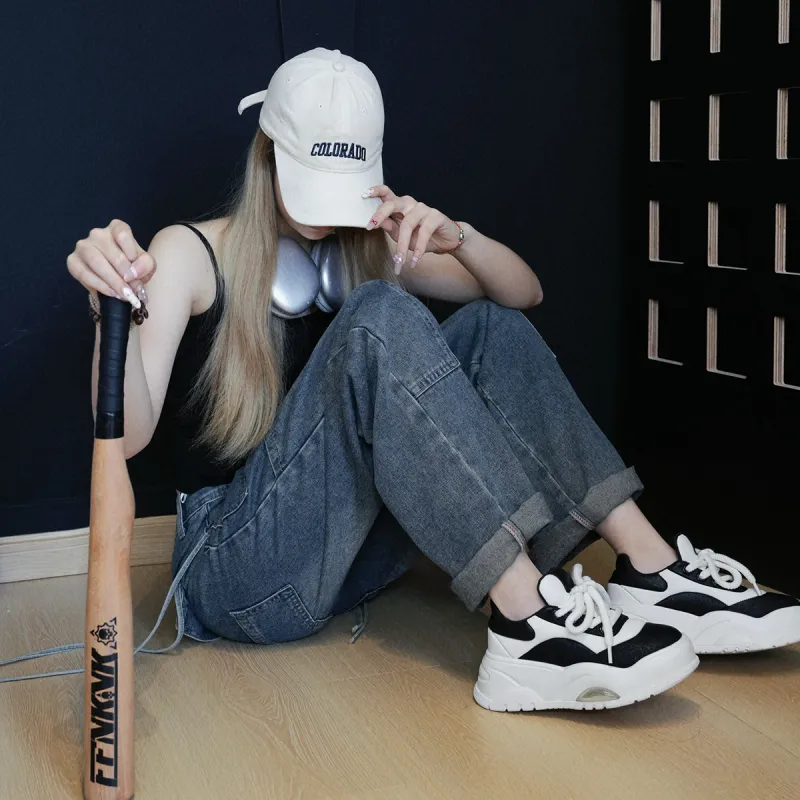 XIAOFAMIAO Minimalist Fashion Style Multicolor Platform Versatile Casual Skateboard Shoes Women's Black White-3
