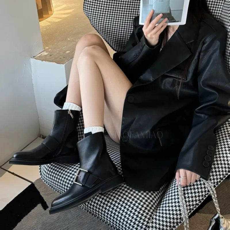 XIAOFAMIAO Ankle Boots Women's Classic Black-2