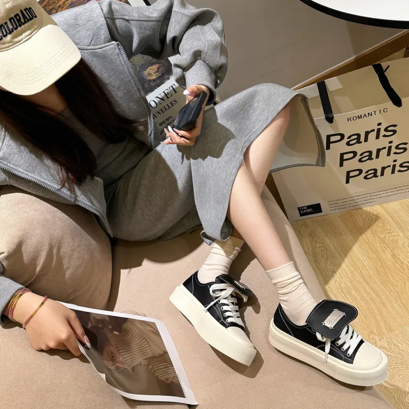 XIAOFAMIAO Fashion Versatile Minimalist Casual Platform Low-Top Skateboard Shoes Women's-1