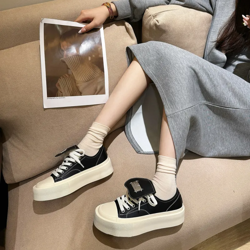 XIAOFAMIAO Fashion Versatile Minimalist Casual Platform Low-Top Skateboard Shoes Women's-2