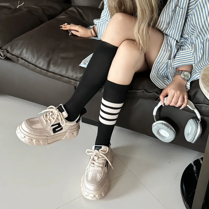 XIAOFAMIAO Preppy Style Niche Versatility Platform Sole Low-Top Skateboard Shoes Women's-5