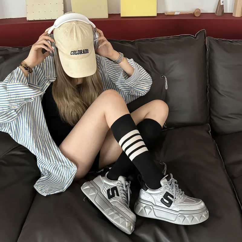 XIAOFAMIAO Preppy Style Niche Versatility Platform Sole Low-Top Skateboard Shoes Women's-1