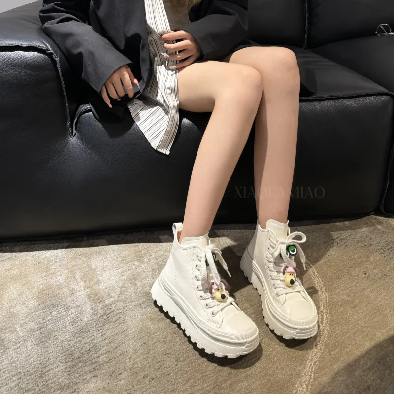 XIAOFAMIAO Ankle Boots Women's Ecru-4