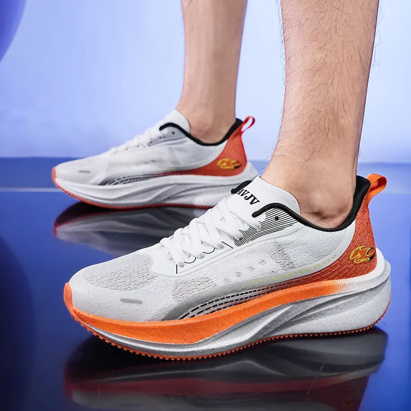 AVJV Running Shoes Men Low Top White, Orange, Orange-7