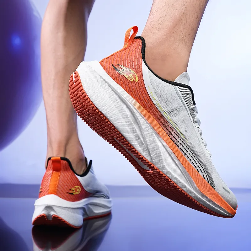 AVJV Running Shoes Men Low Top White, Orange, Orange-9