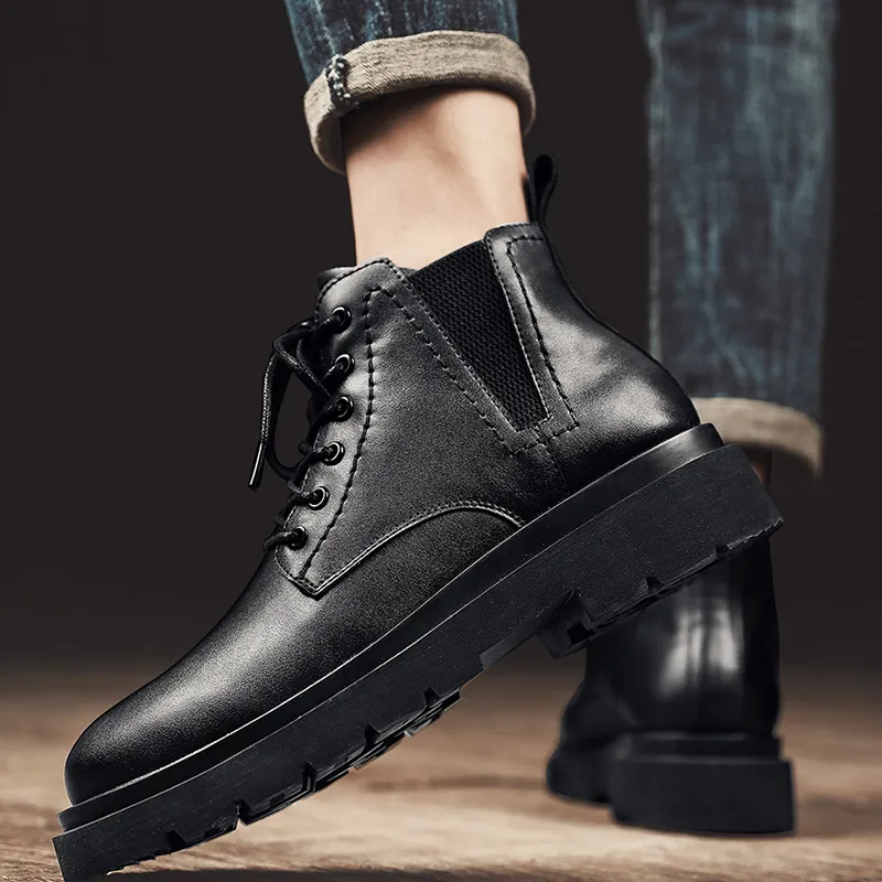 Wit TRIES Short Chelsea Boots Men's Black-5