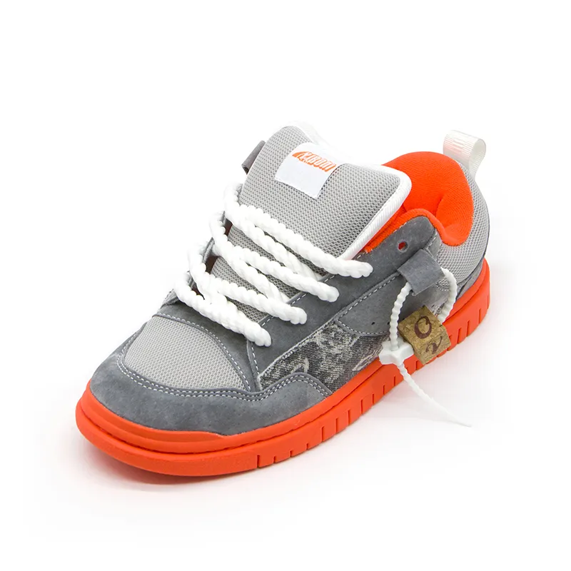 YIBONI Coverage Slip Resistant And Abrasion Resistant Low Top Skateboard Shoes Unisex Gray-1