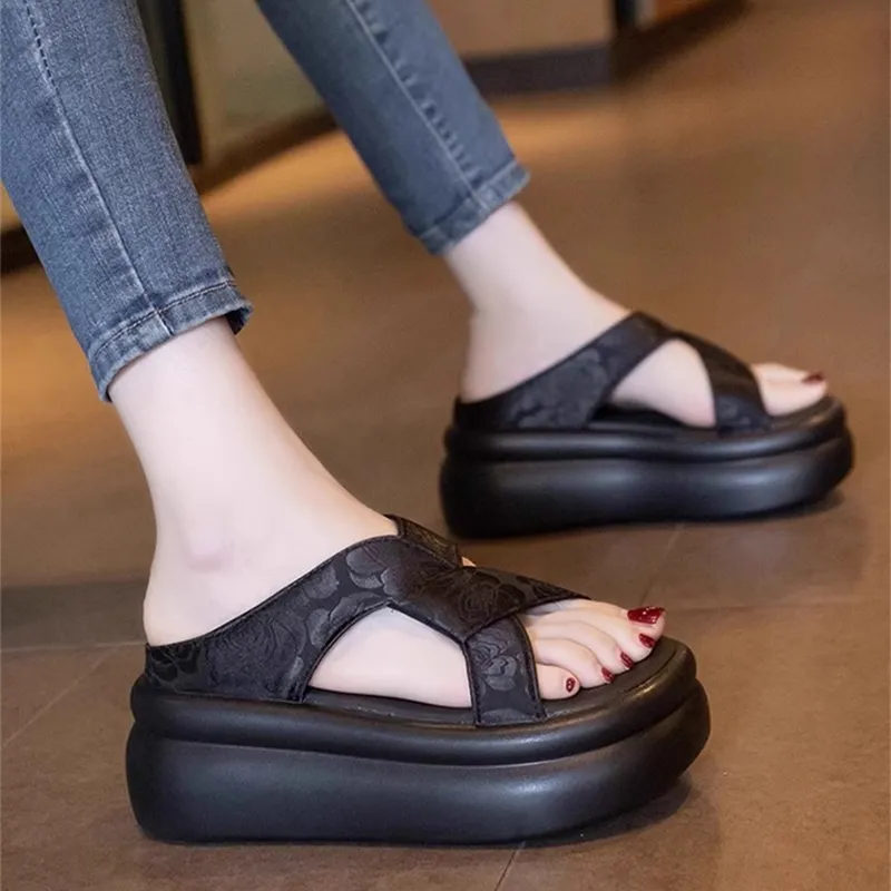 REIHUNG Slide Slippers Women's Khaki/Black/Beige-9