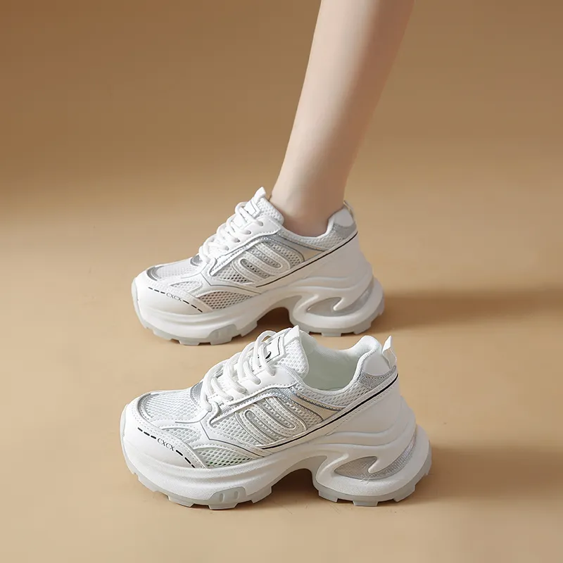 REIHUNG Cushioning Anti Slip And Wear Resistant Height Increasing Low Top Chunky Sneakers Women's-12