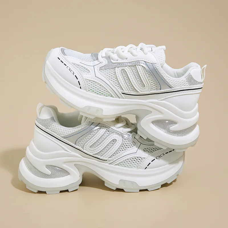 REIHUNG Cushioning Anti Slip And Wear Resistant Height Increasing Low Top Chunky Sneakers Women's-11