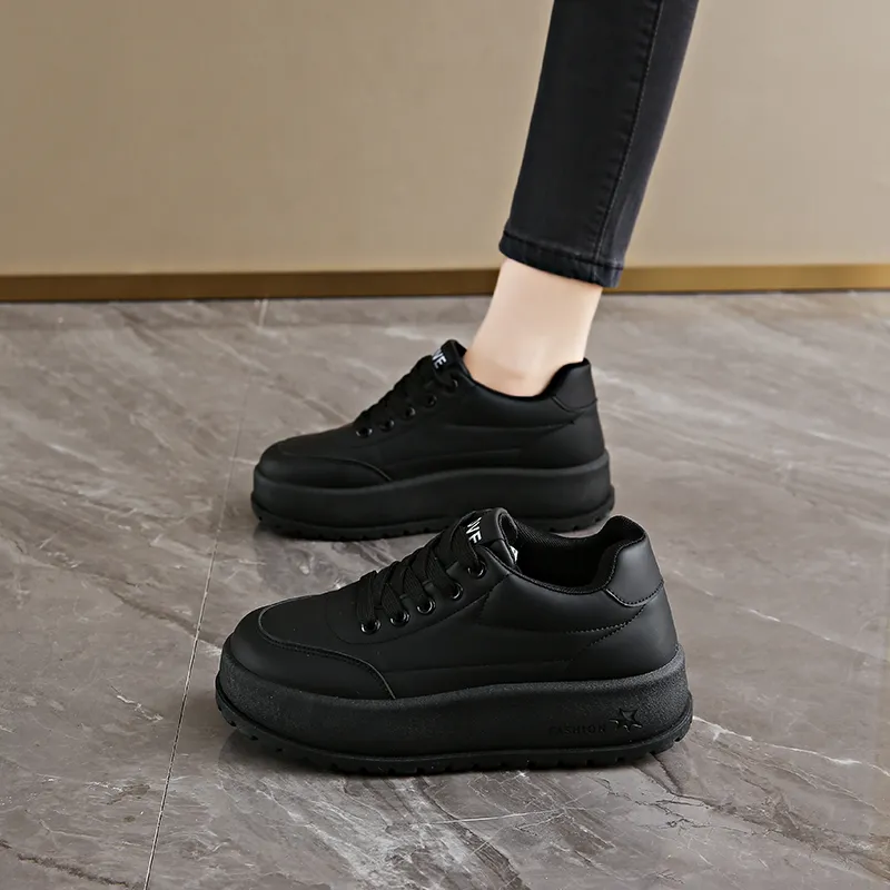 REIHUNG Slip Resistant Waterproof Abrasion Resistant Height Increasing Low Top Skateboard Shoes Women's-14