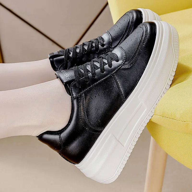 REIHUNG Slip Resistant Water Resistant Cushioned Wear Resistant Height Increasing Low Top Skateboard Shoes Women's-20