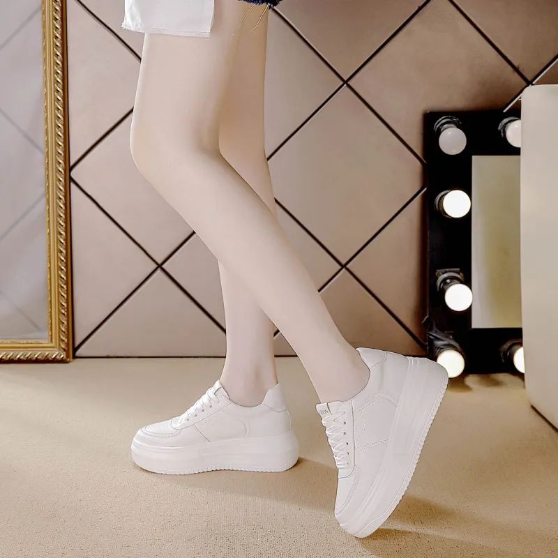 REIHUNG Slip Resistant Water Resistant Cushioned Wear Resistant Height Increasing Low Top Skateboard Shoes Women's-5
