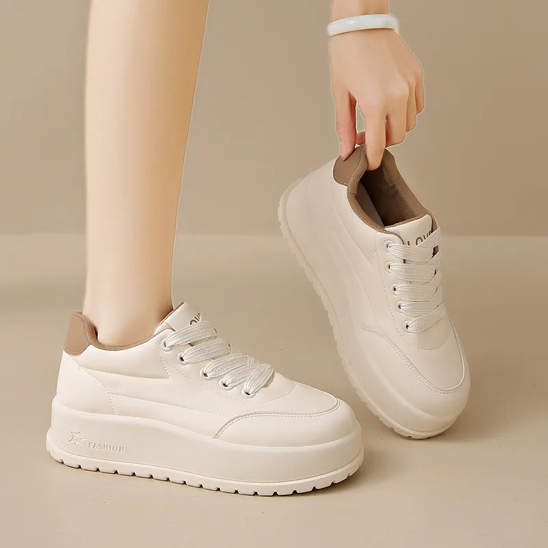 REIHUNG Slip Resistant Waterproof Abrasion Resistant Height Increasing Low Top Skateboard Shoes Women's-4