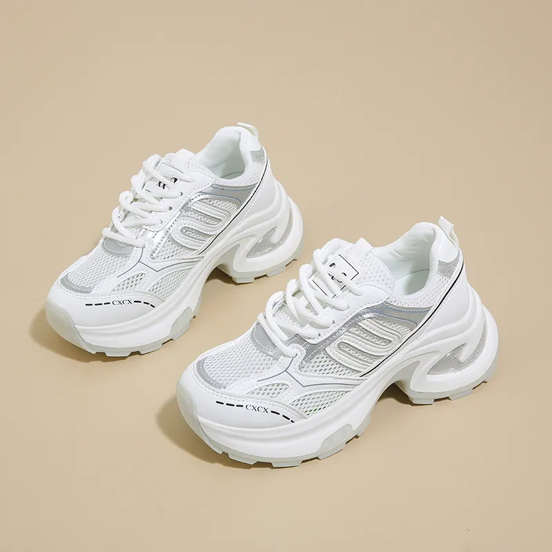 REIHUNG Cushioning Anti Slip And Wear Resistant Height Increasing Low Top Chunky Sneakers Women's-9