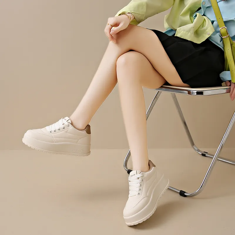 REIHUNG Slip Resistant Waterproof Abrasion Resistant Height Increasing Low Top Skateboard Shoes Women's-5