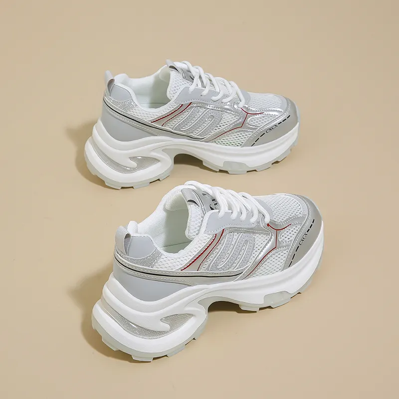 REIHUNG Cushioning Anti Slip And Wear Resistant Height Increasing Low Top Chunky Sneakers Women's-3