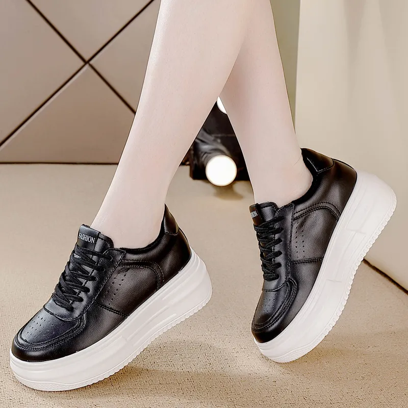 REIHUNG Slip Resistant Water Resistant Cushioned Wear Resistant Height Increasing Low Top Skateboard Shoes Women's-23