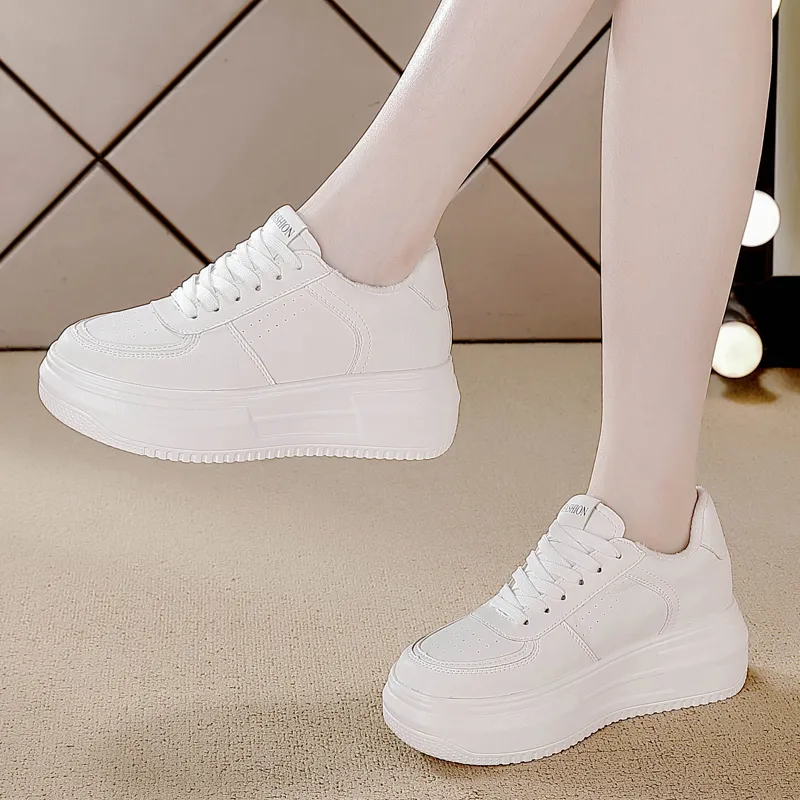 REIHUNG Slip Resistant Water Resistant Cushioned Wear Resistant Height Increasing Low Top Skateboard Shoes Women's-16