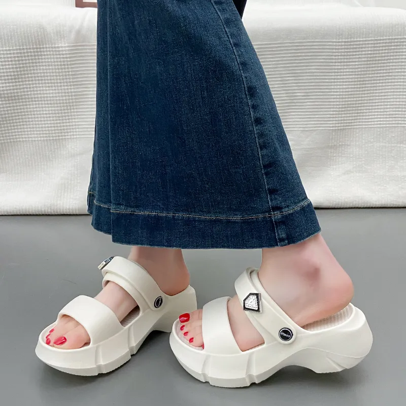REIHUNG Beach Sandals Women's White-2