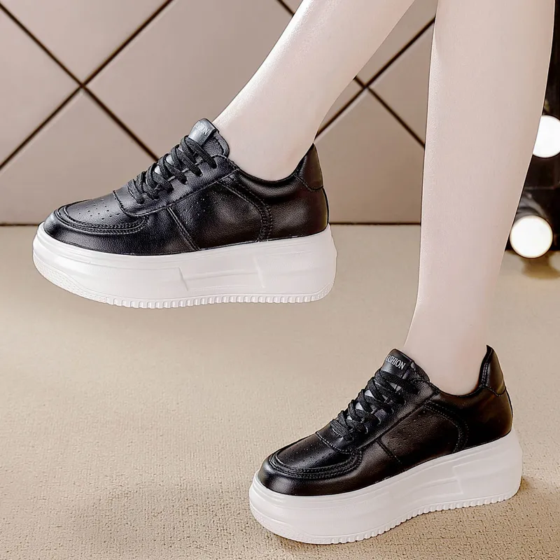 REIHUNG Slip Resistant Water Resistant Cushioned Wear Resistant Height Increasing Low Top Skateboard Shoes Women's-10