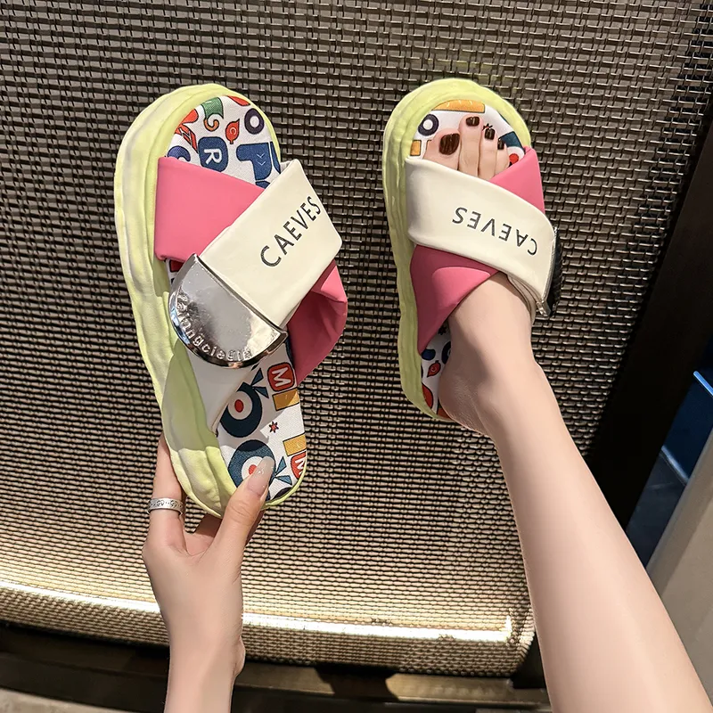 REIHUNG Rubber Sole Sequins Quiet Abrasion Resistant Quick Dry Massage Cushioning Slide Slippers Women's-7