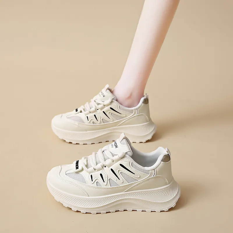 REIHUNG Slip Resistant And Abrasion Resistant Support Low Top Chunky Sneakers Women's-4
