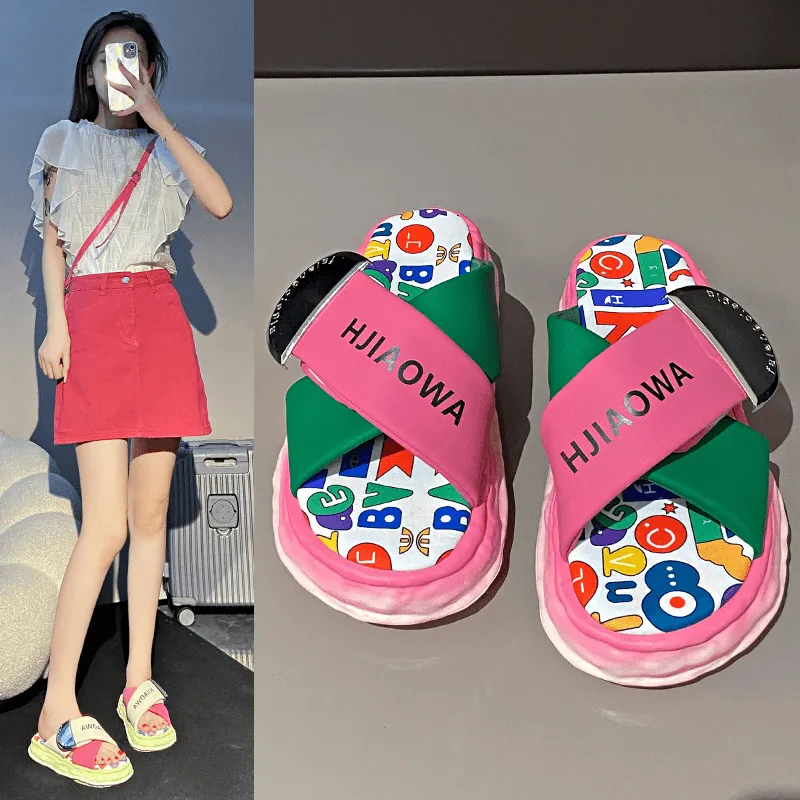 REIHUNG Rubber Sole Sequins Quiet Abrasion Resistant Quick Dry Massage Cushioning Slide Slippers Women's-5