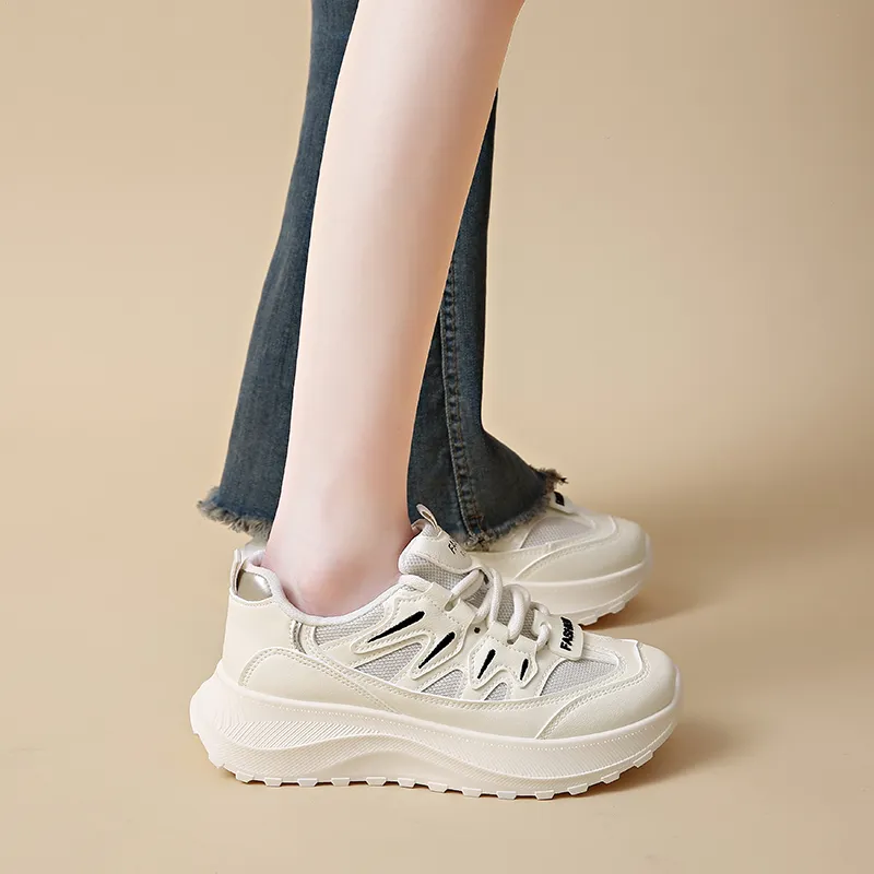 REIHUNG Slip Resistant And Abrasion Resistant Support Low Top Chunky Sneakers Women's-5