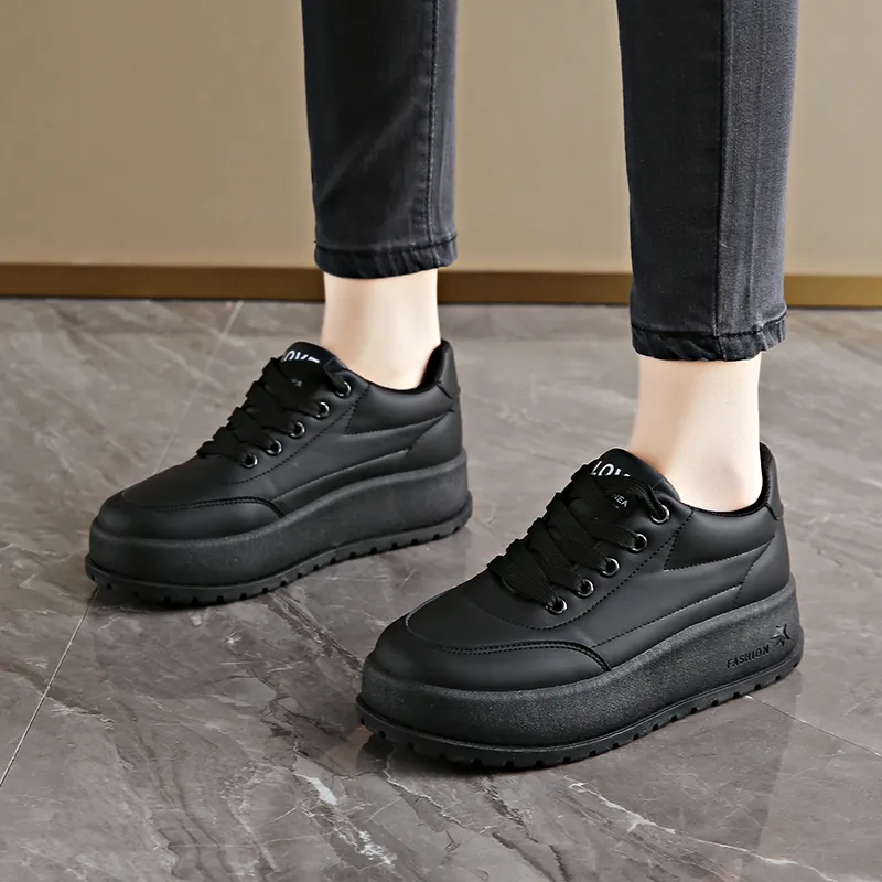 REIHUNG Slip Resistant Waterproof Abrasion Resistant Height Increasing Low Top Skateboard Shoes Women's-16