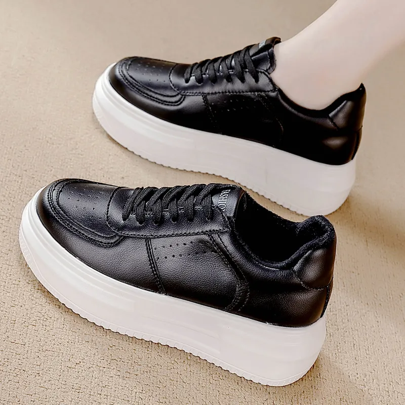 REIHUNG Slip Resistant Water Resistant Cushioned Wear Resistant Height Increasing Low Top Skateboard Shoes Women's-19