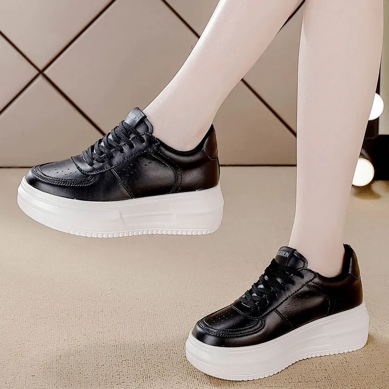 REIHUNG Slip Resistant Water Resistant Cushioned Wear Resistant Height Increasing Low Top Skateboard Shoes Women's-22