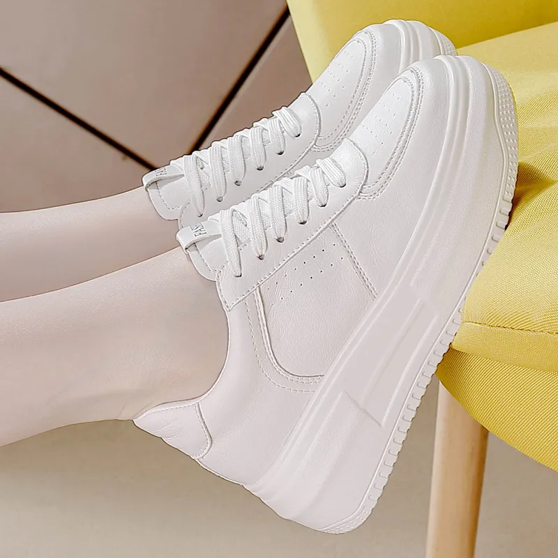REIHUNG Slip Resistant Water Resistant Cushioned Wear Resistant Height Increasing Low Top Skateboard Shoes Women's-2