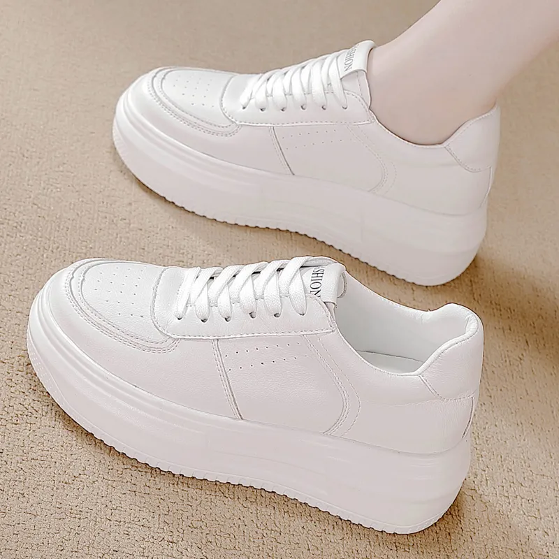 REIHUNG Slip Resistant Water Resistant Cushioned Wear Resistant Height Increasing Low Top Skateboard Shoes Women's-1