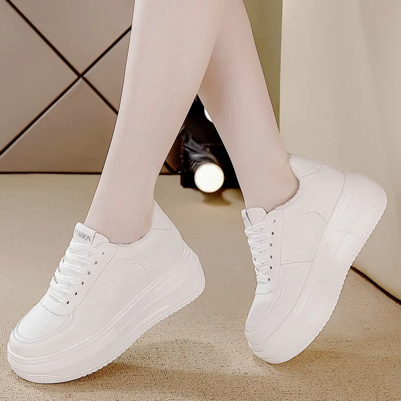 REIHUNG Slip Resistant Water Resistant Cushioned Wear Resistant Height Increasing Low Top Skateboard Shoes Women's-17
