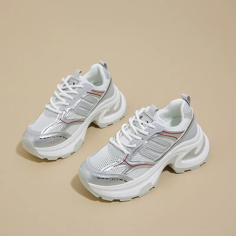 REIHUNG Cushioning Anti Slip And Wear Resistant Height Increasing Low Top Chunky Sneakers Women's-2