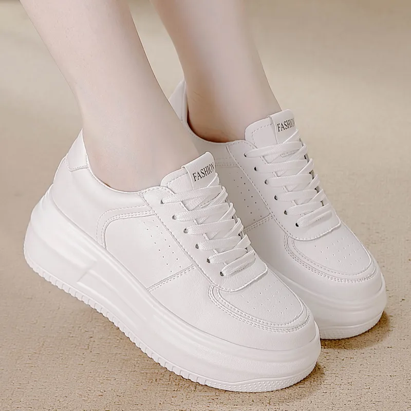 REIHUNG Slip Resistant Water Resistant Cushioned Wear Resistant Height Increasing Low Top Skateboard Shoes Women's-3