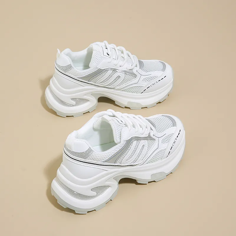 REIHUNG Cushioning Anti Slip And Wear Resistant Height Increasing Low Top Chunky Sneakers Women's-10