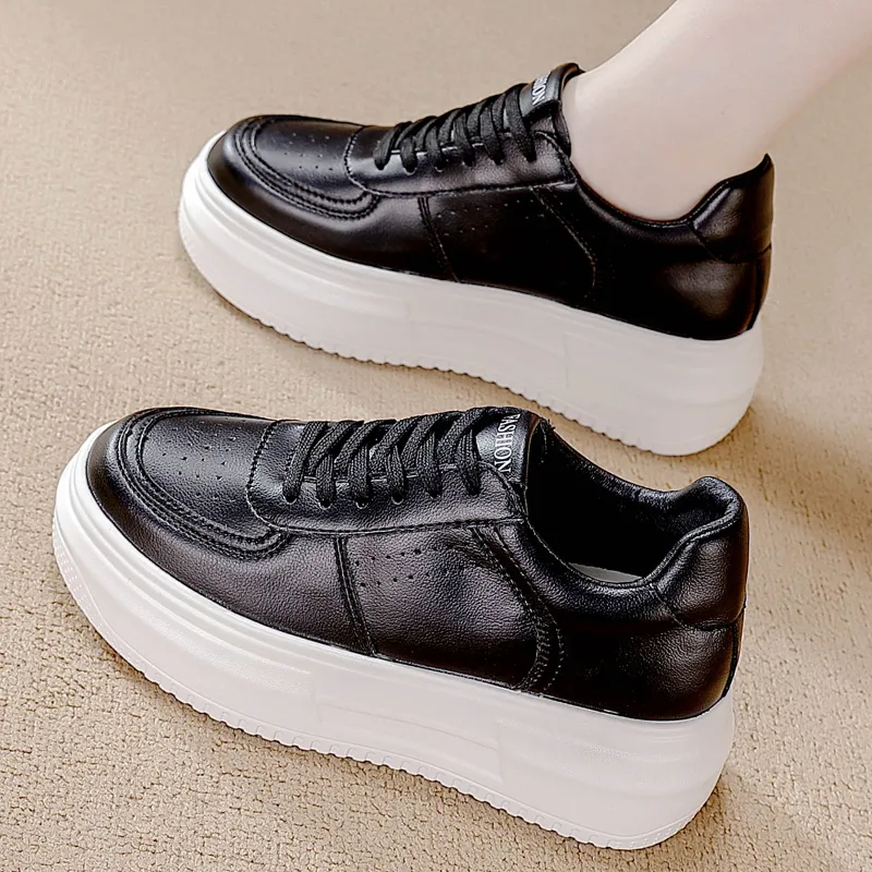 REIHUNG Slip Resistant Water Resistant Cushioned Wear Resistant Height Increasing Low Top Skateboard Shoes Women's-7