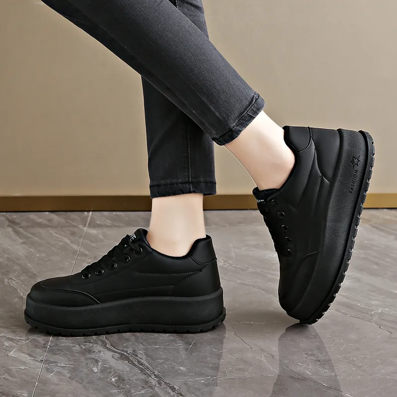 REIHUNG Slip Resistant Waterproof Abrasion Resistant Height Increasing Low Top Skateboard Shoes Women's-17