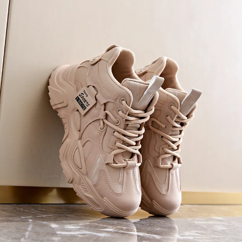 REIHUNG Cushioning Anti-Slip Wear-Resistant Breathable Height Increasing Mid-Top Chunky Sneakers Women's-7