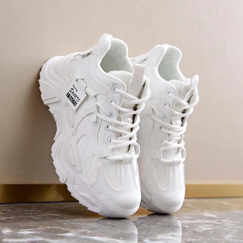 REIHUNG Cushioning Anti-Slip Wear-Resistant Breathable Height Increasing Mid-Top Chunky Sneakers Women's-13