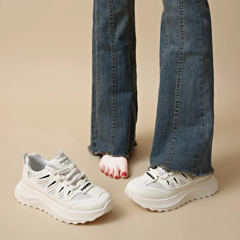 REIHUNG Slip Resistant And Abrasion Resistant Support Low Top Chunky Sneakers Women's-6
