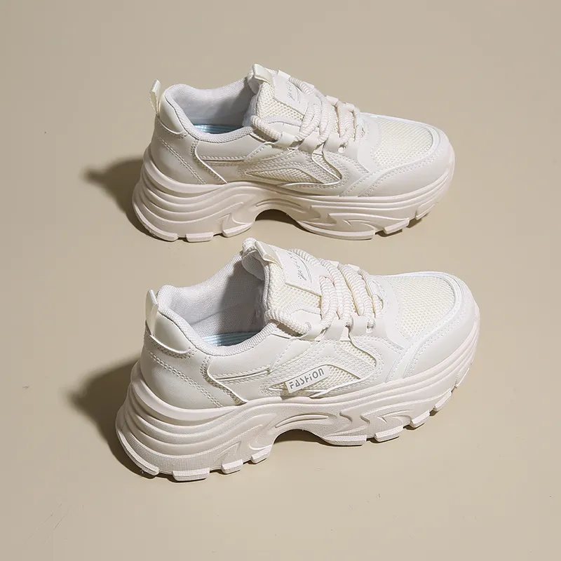 REIHUNG Anti-Slip And Wear-Resistant Breathable Low-Top Chunky Sneakers Women's-3