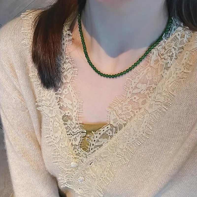 Ostantin Natural Chalcedony Jade Necklaces Women's-3